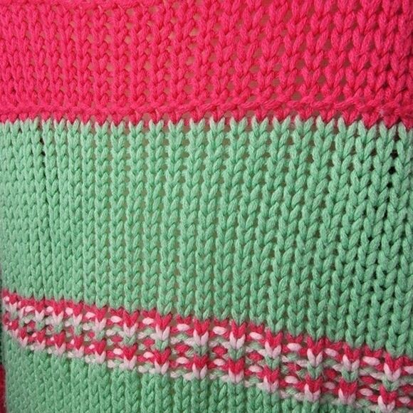 Altar'd State Colorblock Striped Crochet V- Neck Sweater Size Small Relaxed Fit - Picture 5 of 13